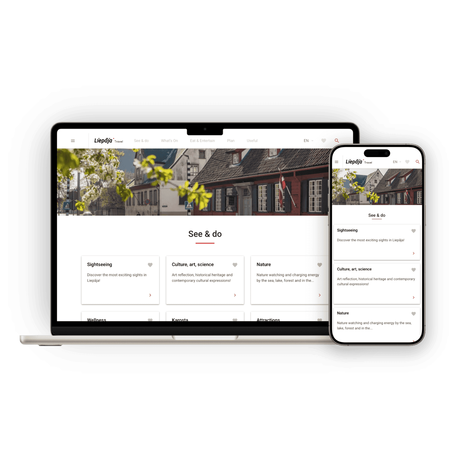 Preview of Wireframed Liepaja's travel website