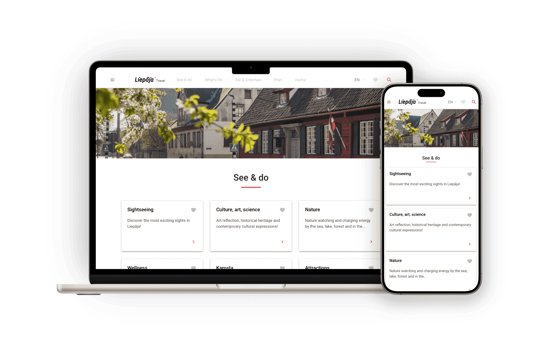 Wireframed Liepaja's travel website