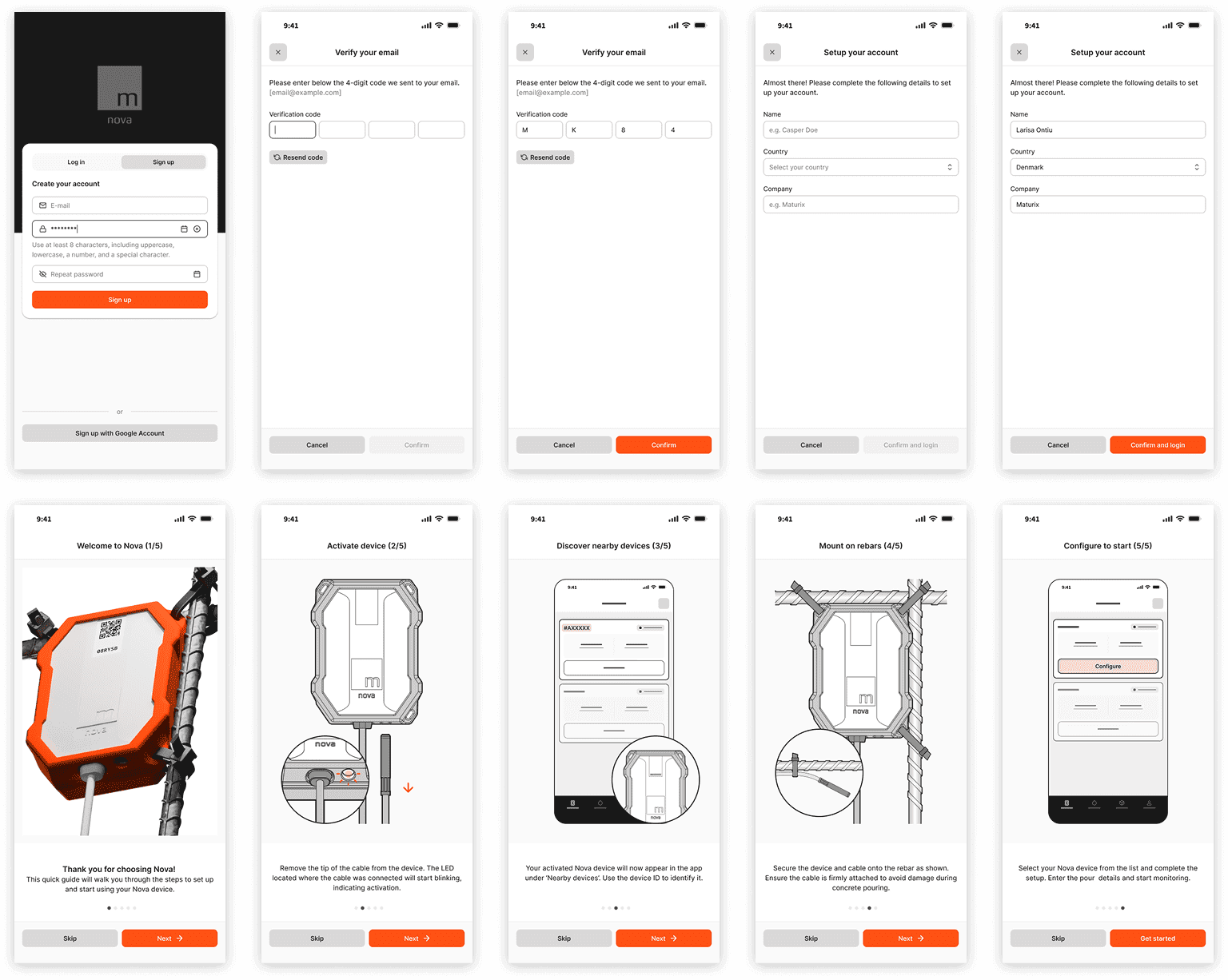 Nova onboarding flow