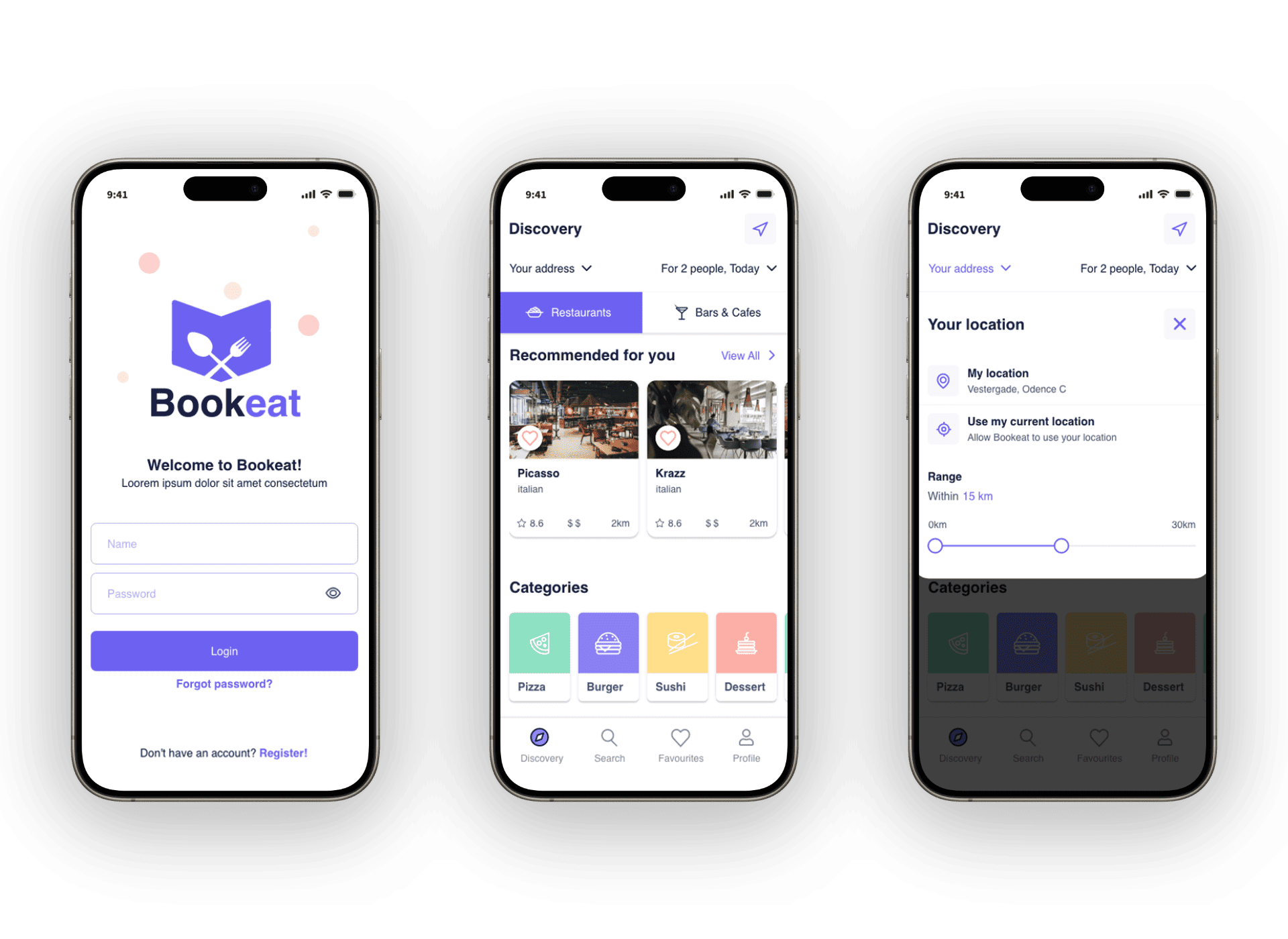 BookEat restaurant booking app prototype
