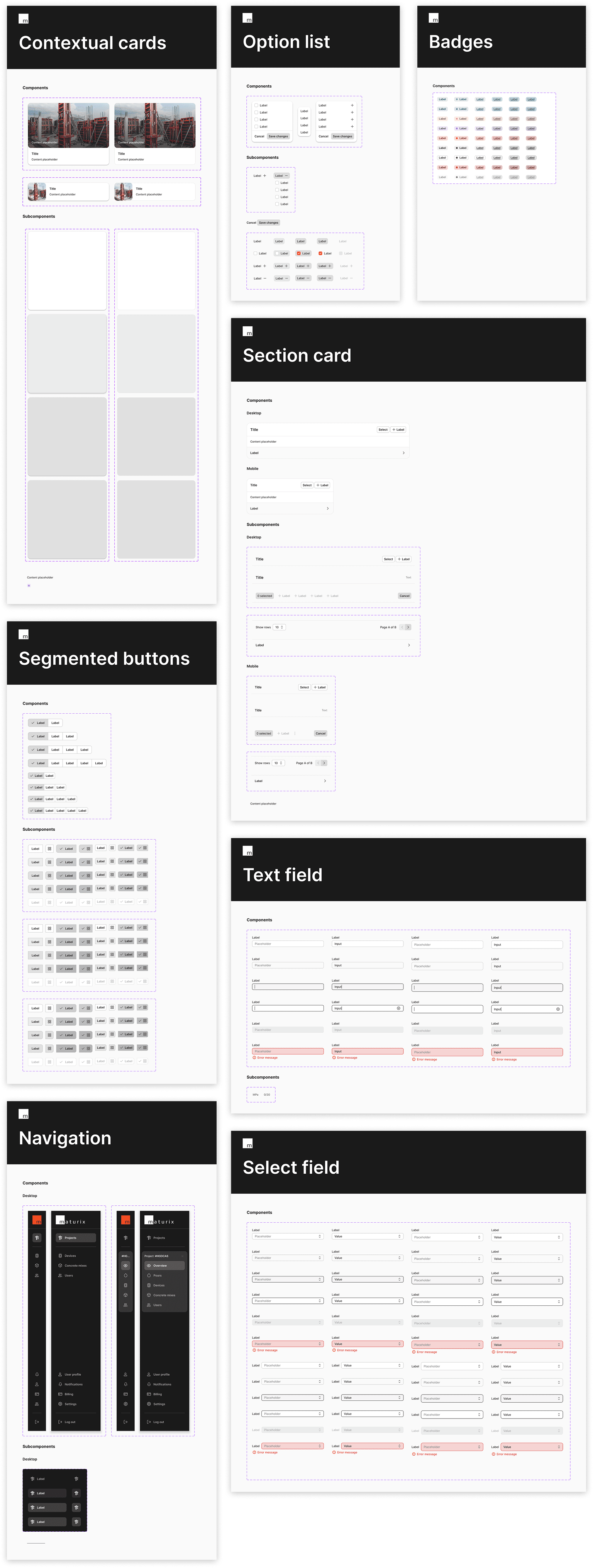 Design system screenshots
