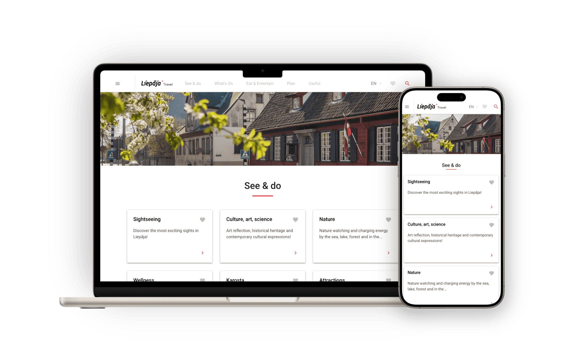 Liepāja travel website wireframes